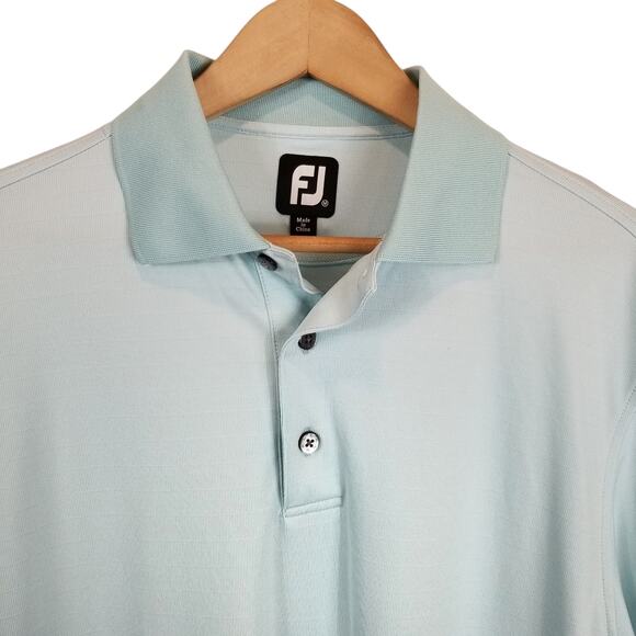 FootJoy Men's Golf Activewear Casual Polo Shirt Ice Blue Size Medium - Picture 4 of 7